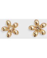 Zoe Lev - 14k Gold Tiny Diamond 0.01ct Flower Stud Earrings - Lyst