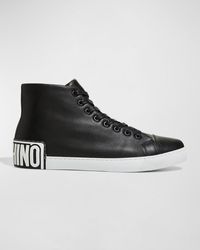 Moschino - Maxi Logo Leather High-Top Sneakers - Lyst