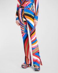 Emilio Pucci - Mid-Rise Abstract-Print Straight-Leg Slit-Hem Trousers - Lyst