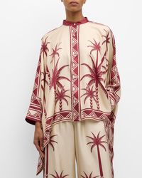 La DoubleJ - Placed-print Collared Silk Foulard Shirt - Lyst