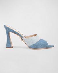 Veronica Beard - Thora Bicolor Denim Mule Sandals - Lyst