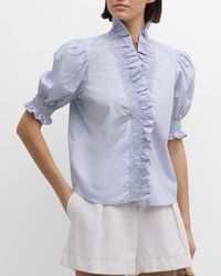 Finley - Cici Smocked Striped Ruffle Shirt - Lyst