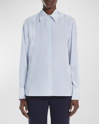 Max Mara Studio - Gong Striped Button-down Silk Shirt - Lyst