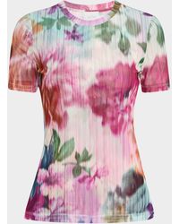 Johnny Was - Eleanor Crewneck Floral-Print Mesh Tee - Lyst