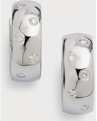 Roberto Coin - 18K/ Diamond Huggie Hoop Earrings - Lyst