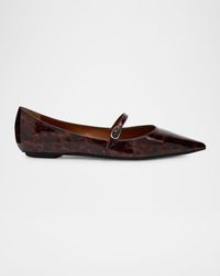 Stuart Weitzman - Emilia Tortoise Patent Leather Mary Jane Ballerina Flats - Lyst