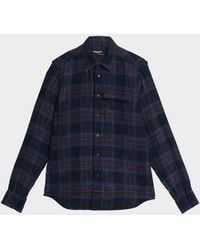 Kiton - Apos;S Wool-Blend Plaid Snap-Front Overshirt - Lyst