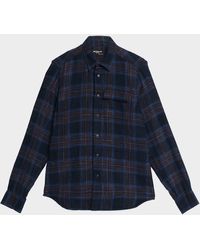 Kiton - Wool-Blend Plaid Snap-Front Overshirt - Lyst