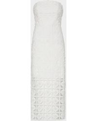 MILLY - Kait Strapless Tile Lace Midi Dress - Lyst