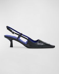 Burberry - Chisel Perforated Kitten-Heel Slingback Pumps - Lyst