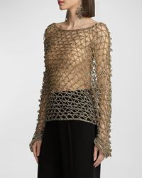 Ralph Lauren Collection - Metallic Open Crochet Knit Top - Lyst