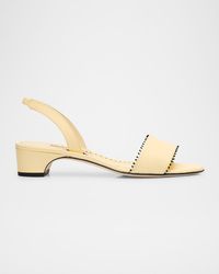 Manolo Blahnik - Patobar Leather Slingback Sandals - Lyst
