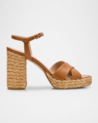 Stuart Weitzman - Dayna Leather Crisscross Platform Sandals - Lyst
