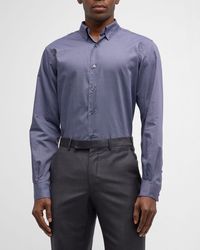 Zegna - Cotton Geometric-Print Sport Shirt - Lyst