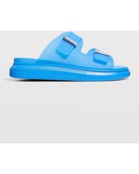 Alexander McQueen Double Band Rubber Slides in Blue for Men | Lyst