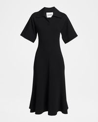 Jil Sander - Short-Sleeve Crepe A-Line Midi Dress - Lyst