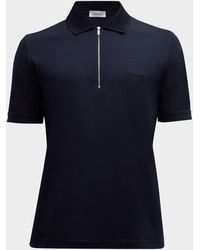 Ferragamo - Pique Zip Polo Shirt - Lyst