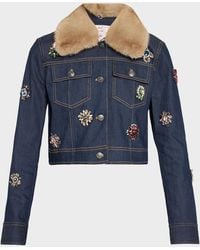 Cinq À Sept - Lexie Faux-Fur Collar Denim Jacket - Lyst