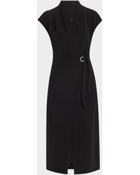 Giorgio Armani - Cap-Sleeve Cupro Wrap Midi Dress - Lyst