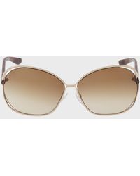 Tom Ford - Carla Cut-Out Metal & Acetate Round Sunglasses - Lyst