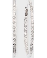 Memoire - 18k White Gold Oval Diamond Hoop Earrings - Lyst