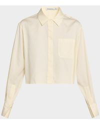 Jonathan Simkhai - Renata Long-Sleeve Crop Shirt - Lyst