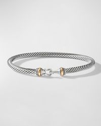 David Yurman - Cable Buckle Bracelet With 18k Gold In Silver, 4mm, Size S - Lyst