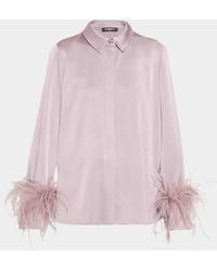 Emanuel Ungaro - Luna Feather-Cuff Satin Blouse - Lyst