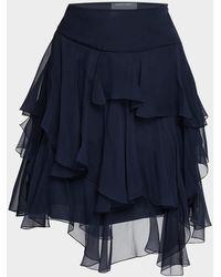 Alberta Ferretti - Asymmetric Tiered Silk Ruffle Mini Skirt - Lyst