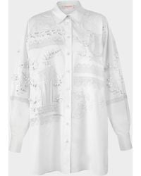 Carolina Herrera - Grecian Embroidered Oversized Button-Down Shirt - Lyst