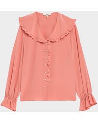 Chloé - Bertha-Collar Ruffle Button-Down Silk Blouse - Lyst