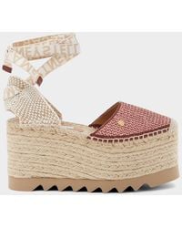 Stella McCartney - 80Mm Gaia Raffia Ankle-Tie Platform Espadrilles - Lyst