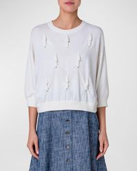 Akris - Cashmere Cropped Pullover With Cable Knot Embellishment - Lyst