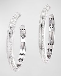 Sheryl Lowe - Sterling Silver Diamond Knife Edge And Icon Gallery Hoop Earrings - Lyst