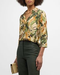 L'Agence - Camille Jungle Printed Blouse - Lyst