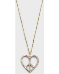 Sydney Evan - Xl Diamond Pave Peace Sign Heart Pendant Necklace - Lyst