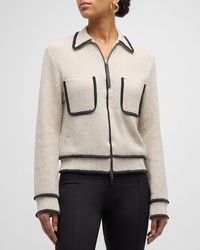 Giorgio Armani - Linen Knit Jacket With Contrast Trim - Lyst