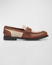 Miu Miu - Linen Leather Penny Loafers - Lyst