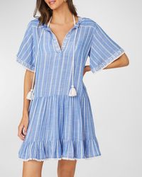 Shoshanna - Short-Sleeve Tunic Mini Dress - Lyst