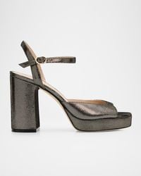Stuart Weitzman - Dayna Ii Leather Noir Ankle-Strap Platform Sandals - Lyst
