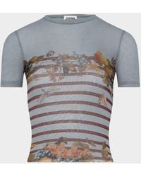 Jean Paul Gaultier - Mariniere Grape Print Mesh Baby Tee - Lyst