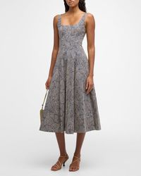 STAUD - Wells Cotton Poplin Sleeveless Midi Dress - Lyst