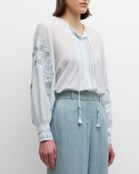 Kobi Halperin - Acacia Sequin Floral-Embroidered Blouse - Lyst