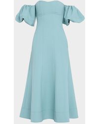Ulla Johnson - Nina Puff-Sleeve Off-The-Shoulder Midi Dress - Lyst