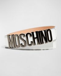 Moschino - Logo-Buckle Leather Belt - Lyst