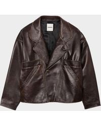 Sandro - Clem Wrap Distressed Lambskin Leather Jacket - Lyst