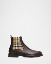 Burberry - Apos;S Pembroke Check Leather Boots - Lyst