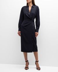 Veronica Beard - Wright Button-Front Midi Wrap Dress - Lyst