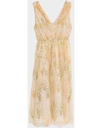 MILLY Kinsley Floral Sequin Lace Midi Dress in Metallic | Lyst