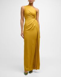 Alex Perry - One-Shoulder Twisted Satin Crepe Column Gown - Lyst
